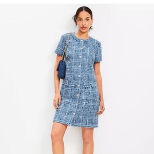 NWT LOFT blue tweed dress size 12